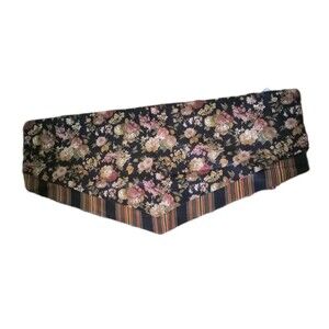 3 WAVERLY Valances Black Floral Stripe  52"x24" Cotton Dark Academia Cottage